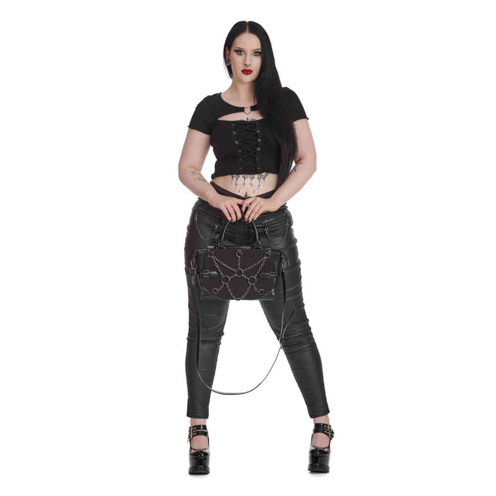 Banned - Through The Darkness Corsette Lace Crop top - Noir